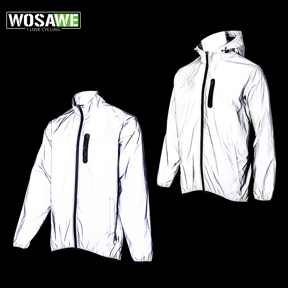 Cycling Rain Jacket Commute - WOSAWE Men's Fully Reflective Jacket Outdoor