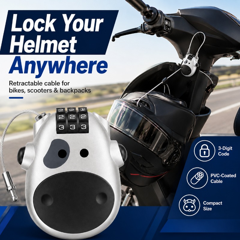 Cycling Commuter Backpack - Mini Cow Combination Cable Lock Retractable
