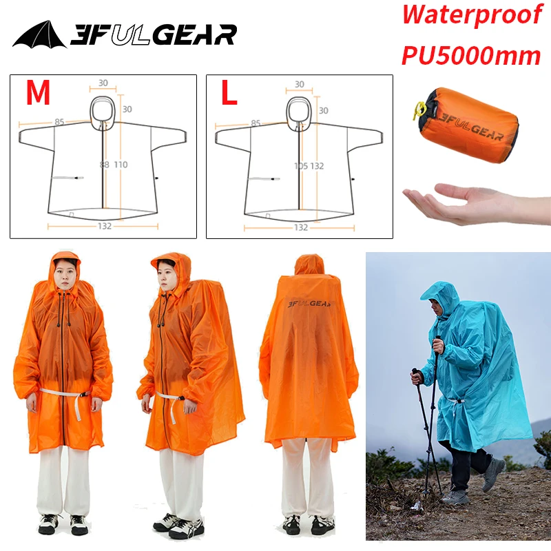 Cycling Rain Jacket Commute - 3F UL GEAR Zipper Raincoat 15D