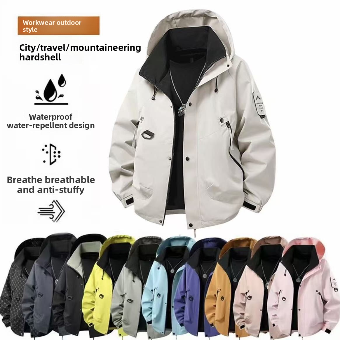 Cycling Rain Jacket Commute - UPF50+ Unisex Rain Coat Hiking Camping
