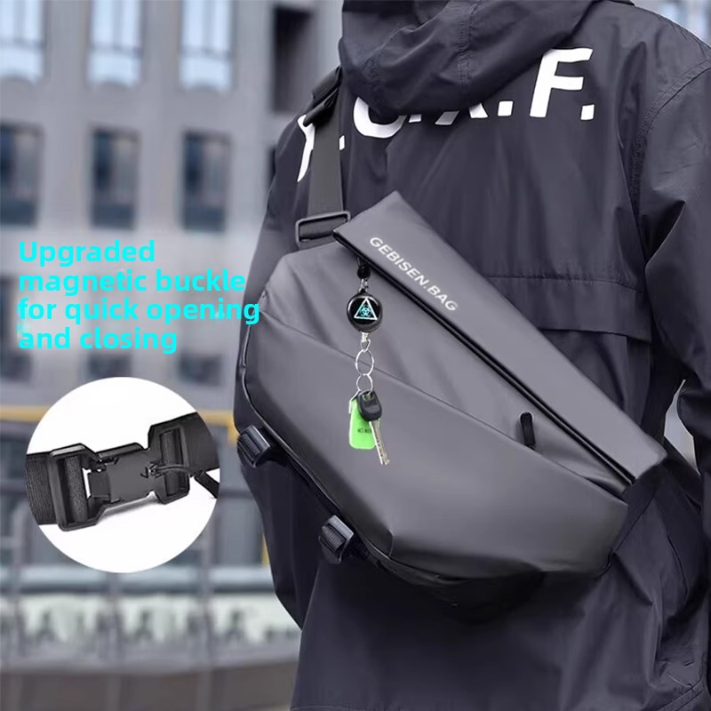 Cycling For Commute - Magnetic Buckle Men Crossbody Bag, Large