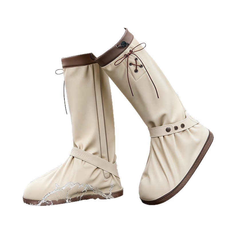 Cycling Commute In Rain - Stylish Unisex Tall Rain Overshoes Adjustable