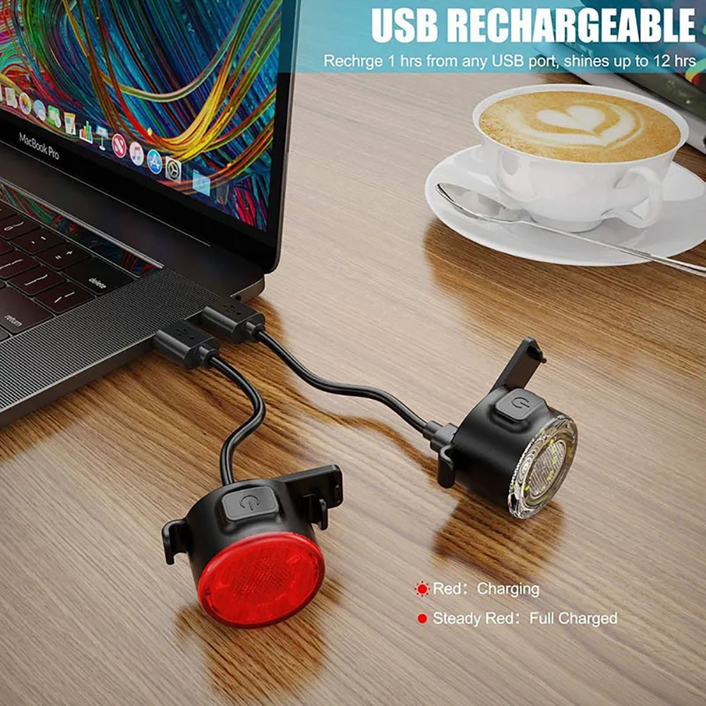 USB Rechargeable Waterproof LE - đánh giá và giá Bike Light Front Rear